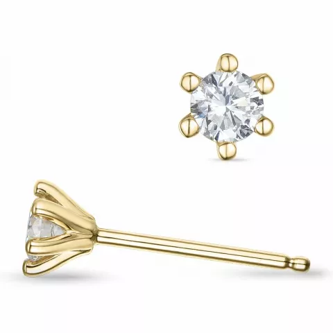 2 x 0,15 ct  campagne - briljant solitaire oorbel in 14 karaat goud met diamant 