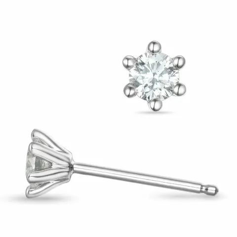 campagne - 2 x 0,20 ct diamant solitaire oorbel in 14 karaat witgoud met diamant 