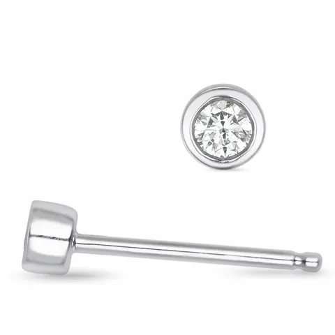 2 x 0,04 ct solitaire oorbel in 14 karaat witgoud met diamant