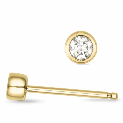 2 x 0,05 ct solitaire oorbel in 14 karaat goud met diamant