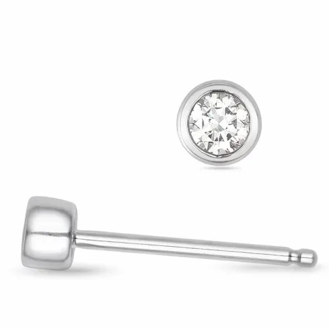 2 x 0,05 ct solitaire oorbel in 14 karaat witgoud met diamant