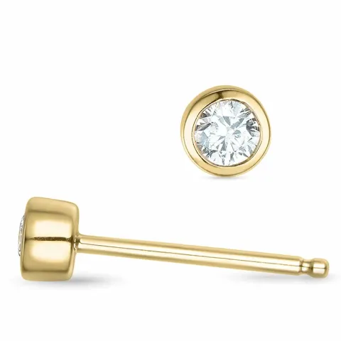 2 x 0,06 ct solitaire oorbel in 14 karaat goud met diamant