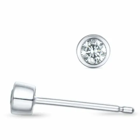 2 x 0,07 ct solitaire oorbel in 14 karaat witgoud met diamant