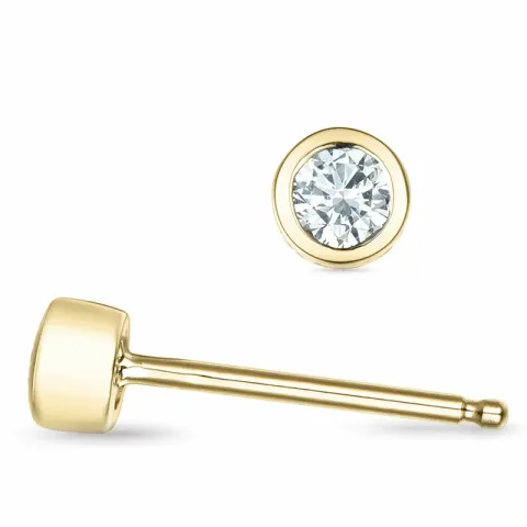 2 x 0,09 ct solitaire oorbel in 14 karaat goud met diamant