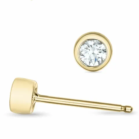 2 x 0,10 ct solitaire oorbel in 14 karaat goud met diamant