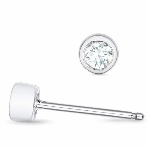 2 x 0,10 ct solitaire oorbel in 14 karaat witgoud met diamant