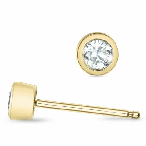 2 x 0,11 ct solitaire oorbel in 14 karaat goud met diamant