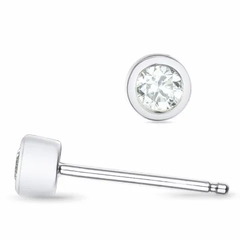 2 x 0,11 ct solitaire oorbel in 14 karaat witgoud met diamant