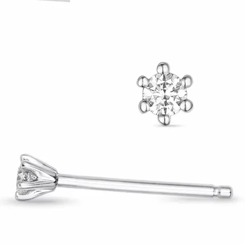 2 x 0,03 ct briljant solitaire oorbel in 14 karaat witgoud met diamant