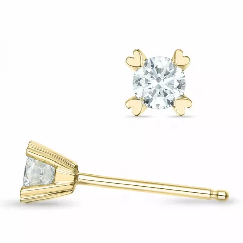 2 x 0,16 ct campagne - diamant solitaire oorbel in 14 karaat goud met diamant 