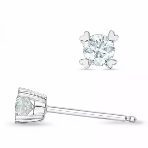 2 x 0,18 ct campagne - diamant solitaire oorbel in 14 karaat witgoud met diamant 