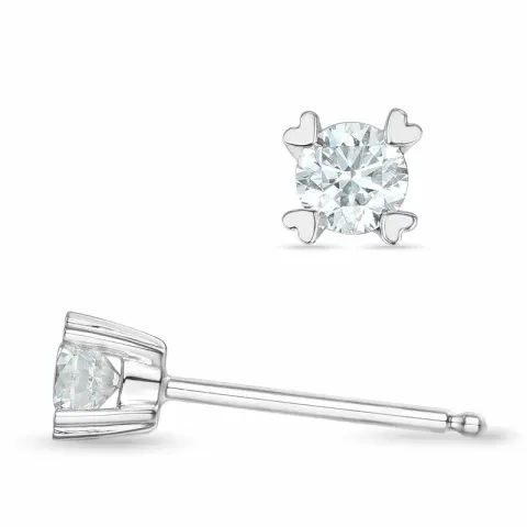 2 x 0,18 ct campagne - diamant solitaire oorbel in 14 karaat witgoud met diamant 