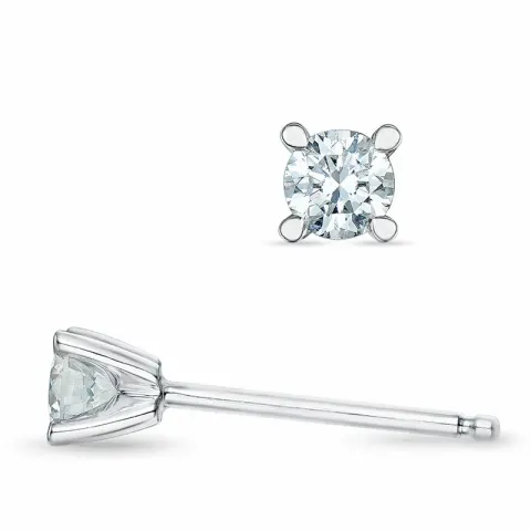 2 x 0,16 ct campagne - diamant solitaire oorbel in 14 karaat witgoud met diamant 