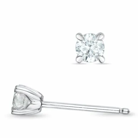 2 x 0,18 ct campagne - diamant solitaire oorbel in 14 karaat witgoud met diamant 