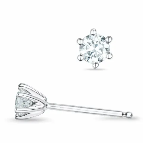 2 x 0,16 ct campagne - diamant solitaire oorbel in 14 karaat witgoud met diamant 