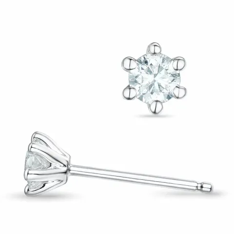 2 x 0,18 ct campagne - diamant solitaire oorbel in 14 karaat witgoud met diamant 