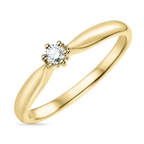 diamant solitaire ring in 14 karaat goud 0,10 ct