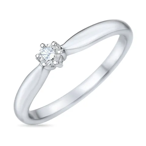 diamant solitaire ring in 14 karaat witgoud 0,10 ct