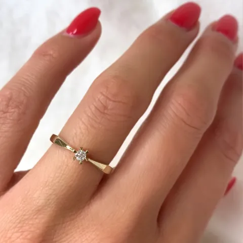 testsieraad diamant solitaire ring in 14 karaat goud 0,08 ct