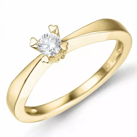 campagne - diamant solitaire ring in 14 karaat goud 0,14 ct