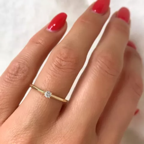 campagne - diamant solitaire ring in 14 karaat goud 0,08 ct