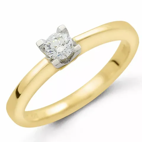 diamant solitaire ring in 14 karaat goud-en witgoud 0,20 ct