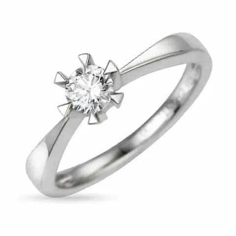 diamant solitaire ring in 14 karaat witgoud 0,30 ct