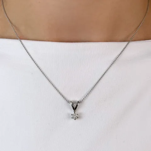 campagne - diamant hanger in 14 caraat witgoud 0,20 ct