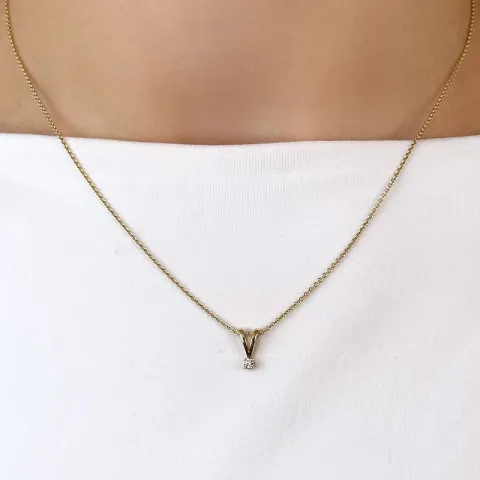solitaire hanger in 14 caraat goud 0,05 ct