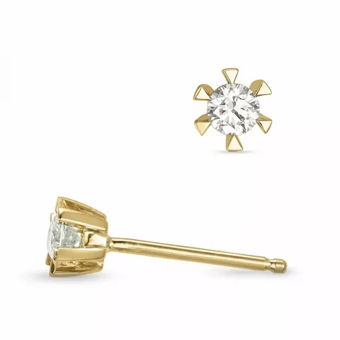 2 x 0,11 ct campagne - diamant oorsteker in 14 karaat goud met diamant 