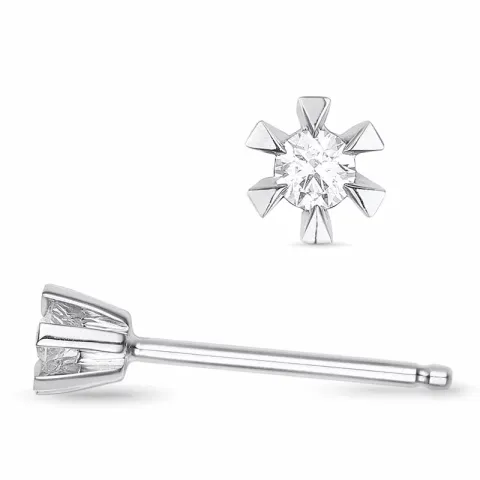 2 x 0,03 ct diamant solitaire oorbel in 14 karaat witgoud met diamant 