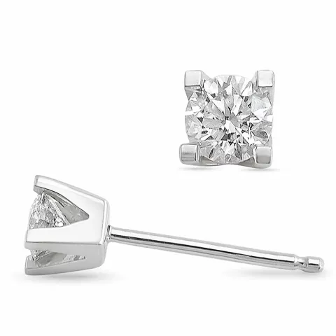 2 x 0,40 ct solitaire oorbel in 14 karaat witgoud met diamant 