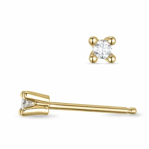 2 x 0,04 ct campagne - diamant solitaire oorbel in 14 karaat goud met diamant