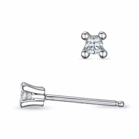 2 x 0,04 ct campagne - diamant solitaire oorbel in 14 karaat witgoud met diamant