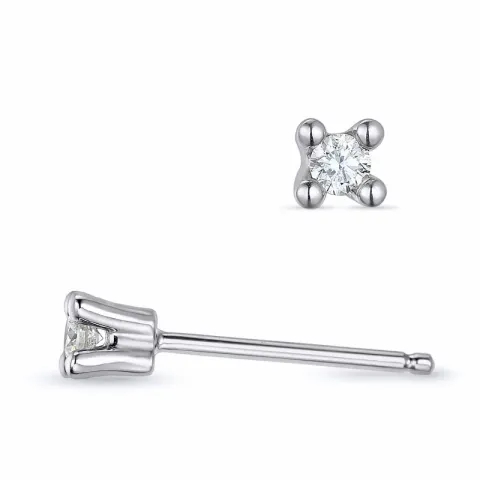 2 x 0,05 ct campagne - diamant solitaire oorbel in 14 karaat witgoud met diamant