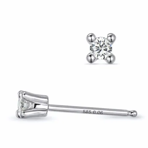 2 x 0,06 ct campagne - briljant solitaire oorbel in 14 karaat witgoud met diamant