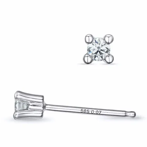 2 x 0,07 ct campagne - diamant solitaire oorbel in 14 karaat witgoud met diamant