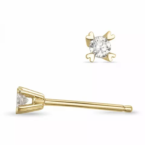 2 x 0,05 ct campagne - diamant oorsteker in 14 karaat goud met diamant 