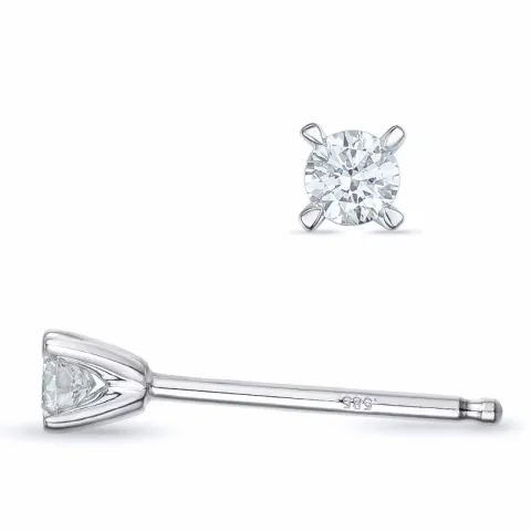 2 x 0,07 ct campagne - diamant solitaire oorbel in 14 karaat witgoud met diamant 