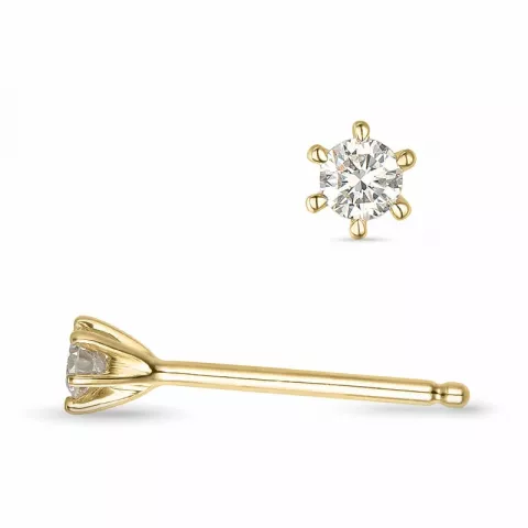 2 x 0,05 ct campagne - diamant solitaire oorbel in 14 karaat goud met diamant 