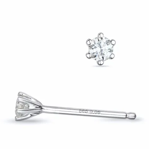 2 x 0,06 ct campagne - diamant solitaire oorbel in 14 karaat witgoud met diamant 