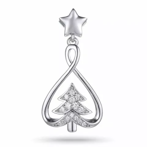 kerstboom zirkoon hanger in zilver