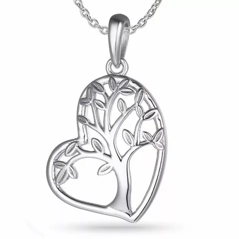 Hart boom van het leven ketting in zilver met hanger in zilver