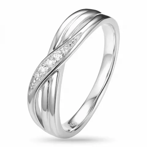 Elegant gedraaide zirkoon ring in zilver