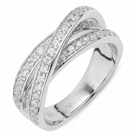 abstract witte zirkoon ring in zilver