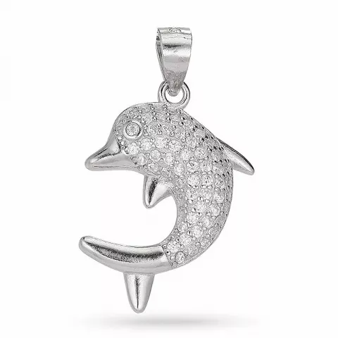 Testsieraad dolfijn zirkoon hanger in zilver