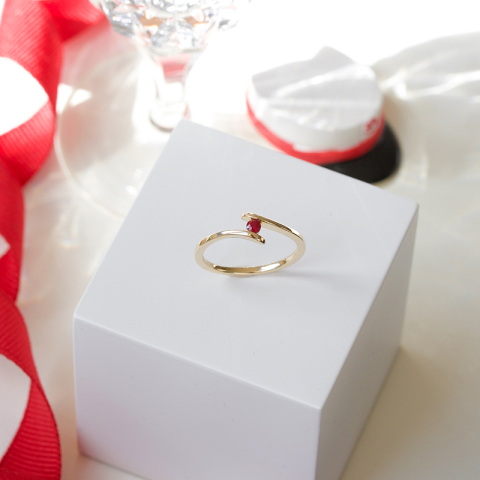 robijn ring in 9 karaat goud 0,10 ct