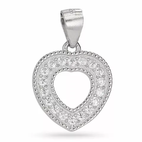 Testsieraad hart zirkoon hanger in zilver