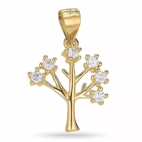 Testsieraad boom van het leven zirkoon hanger in verguld sterlingzilver