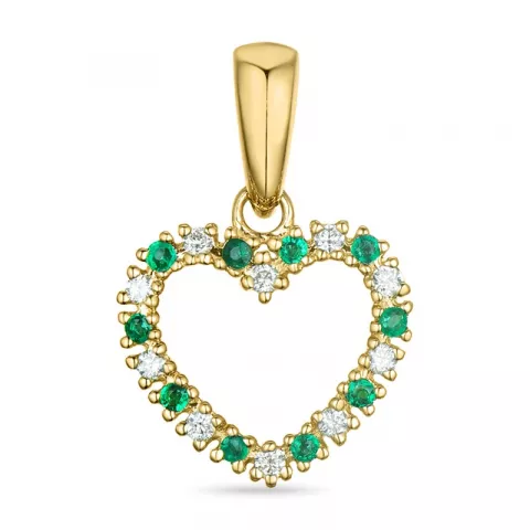 hart smaragd diamanten hanger in 14 caraat goud 0,08 ct 0,08 ct